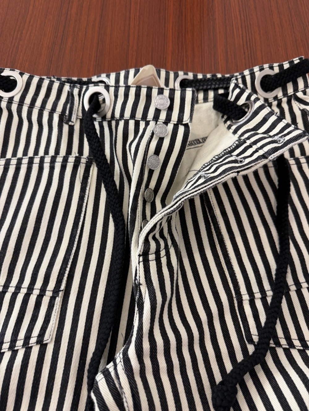 Striped Black & White Casual Pants - Picture 2 of 5